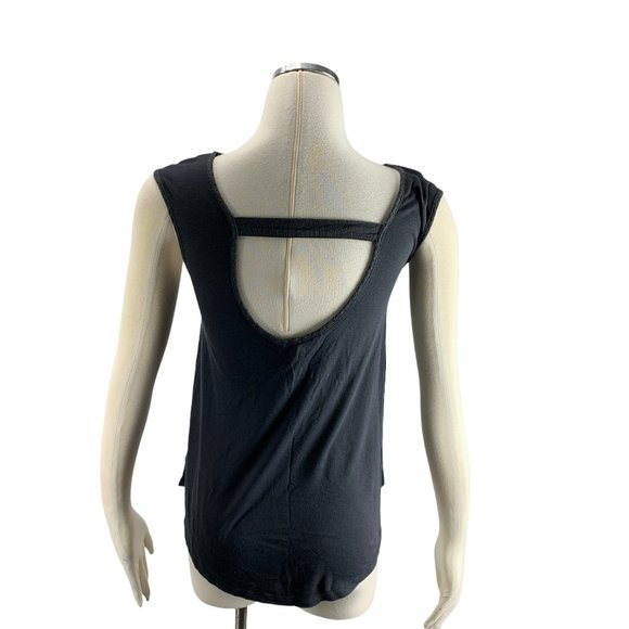 American Eagle Gray XS Top Open Back Mesh Front Sl - Picture 3 of 6